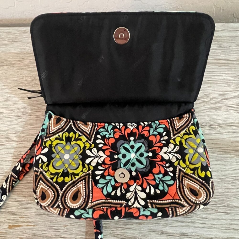 Vera Bradley Crossbody Bag On The Go Sierra Black Coral Turquoise - Picture 7 of 11